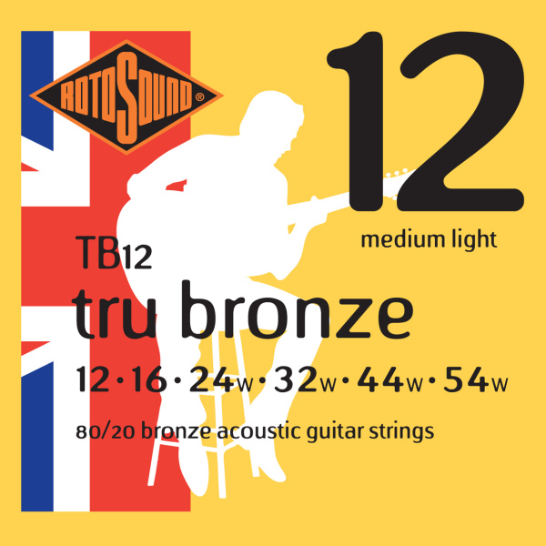 ROTOSOUND TB12 - струны для акустической гитары, покрытие - бронза 80/20, 12-54