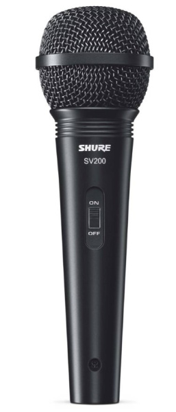 SHURE SV200-A - микрофон динамический вокальный с выключателем и кабелем (XLR-XLR), черный