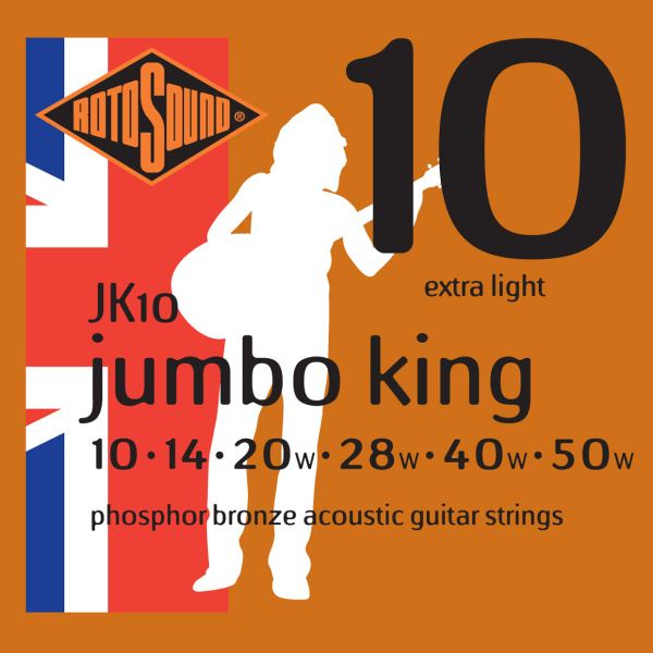 ROTOSOUND JK10 - Струны для акустической гитары, покрытие - фосфорированная бронза, 10-50 