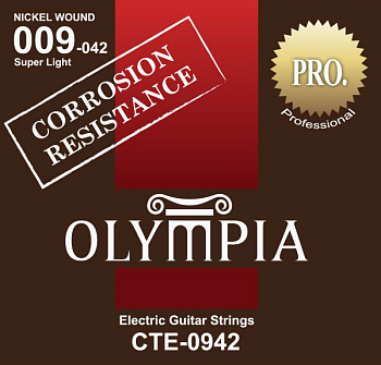 Olympia CTE0942 - струны для электрогитары с устойчивостью к коррозии, никель, (09-11-16-24-32-42)