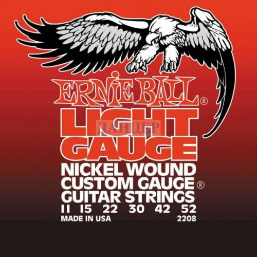 Ernie Ball 2208 - струны для электрогитары (11-15-22w-30-42-52), никелированная навивка