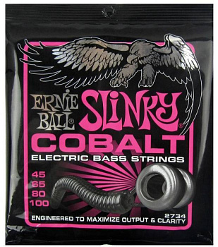 Ernie Ball 2734 - струны для бас-гитары Cobalt Bass Super Slinky (45-65-80-100) обмотка кобальт