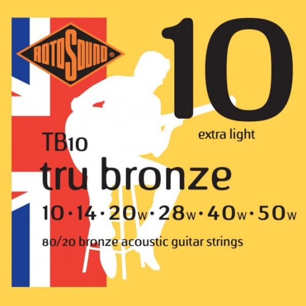 ROTOSOUND TB10 - Струны для акустической гитары, покрытие - бронза 80/20, 10-50 