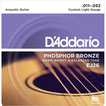 D'ADDARIO EJ26 - струны для акустической гитары с обмоткой из фосфорной бронзы