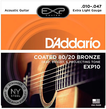 D'ADDARIO EXP10- струны для акустической гитары, экстратонкие