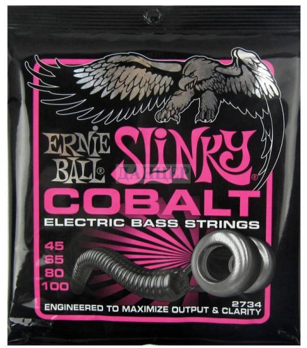 Ernie Ball 2734 - струны для бас-гитары Cobalt Bass Super Slinky (45-65-80-100) обмотка кобальт