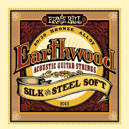 Ernie Ball 2045 - струны для акуст.гитары Earthwood 80/20 Bronze Silk & Steel Soft