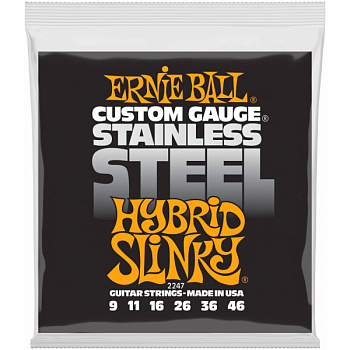 Ernie Ball 2247 - Струны для электрогитары (9-11-16-26-36-46) Hybrid Stainless Steel