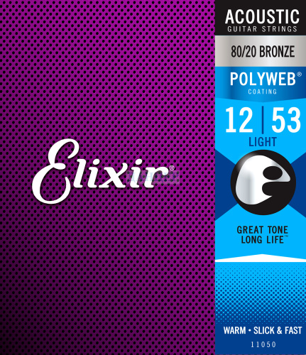 Elixir 11050 POLYWEB - Комплект струн для акустической гитары, Light, бронза 80/20, 12-53