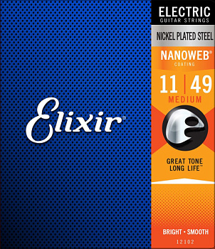 Elixir 12102 NanoWeb - струны для электрогитары Medium 11-49