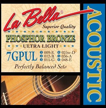 La Bella 7GPUL Phosphor Bronze - Комплект струн для акустической гитары, ф/б, Ultra Light